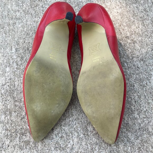 Red Leather Kitten Heel Size 2.5W - Picture 6 of 6